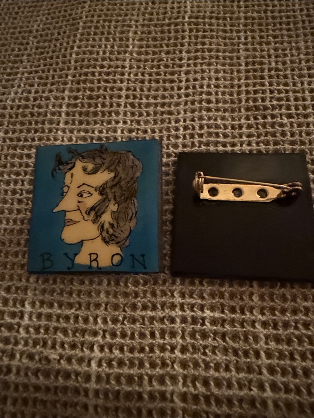 Byron Portrait Enamel Pin - Blue and Yellow